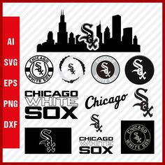 Chicago White Sox MLB SVG Cut Files Baseball Clipart Bundle White Sox Baseball, White Sock, Dxf Files