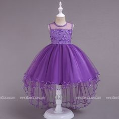 Hi Lo Red Floral Lace Girl Dress For 2019 Spring Wedding Purple Sleeveless Princess Dress For Wedding, Sleeveless Purple Princess Dress For Wedding, Sleeveless Purple Gown For Pageant, Purple Sleeveless Princess Dress For Fancy Dress, Sleeveless Purple Princess Dress For Fancy Dress, View Flower, Baby Girl Princess Dresses, Kids Formal, Tulle Party Dress