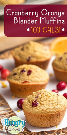 cranberry orange blender muffins with text overlay