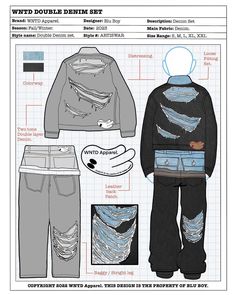 the paper doll is showing how to make it's own outfit and pants with ripped jeans