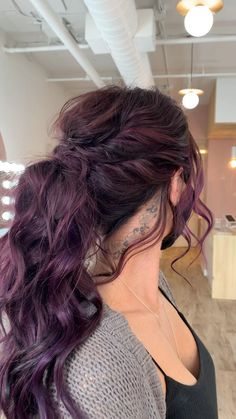 Eggplant Colored Hair, Pelo Color Vino, Purple Brown Hair, Violet Hair Colors, Hair Color Plum, Dark Purple Hair, Wine Hair