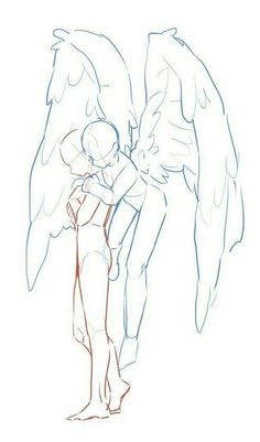 a drawing of an angel hugging someone's head with his hands on his chest