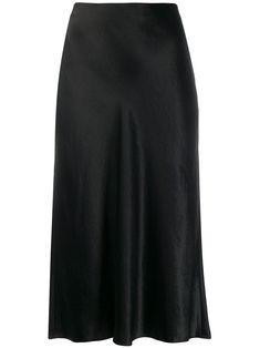 Black high-waisted midi skirt from Vince featuring a relaxed fit and a straight hem. Skirt Png, Black Satin Skirt, Long Midi Skirt, Vince Clothing, Skirt Aesthetic, Png Clothes, Midi Skirt Black, Black Maxi Skirt, Slip Skirts