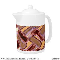 a tea pot with an abstract design on it