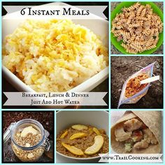 six instant meals for breakfast, lunch & dinner just and for water with instructions on how to make them