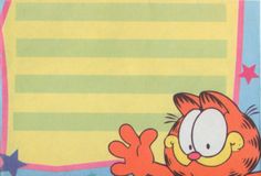 an image of garfield the cat with stars on it's back and banner in the background