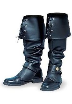 MEN BOOT TOPS COVERS PIRATE SWASHBUCKLER COLONIAL RENAISSANCE BOOTS SPATS BLACK Snow Costume, Dread Pirate Roberts, Steampunk Gadgets, Men Boot, Pirate Outfit, Steampunk Decor, Karl Urban, Costume Shoes