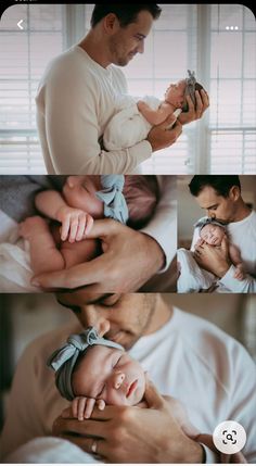 a man holding a baby in his arms