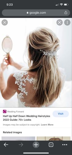 the bride is looking at her wedding hairstyles on google's search page