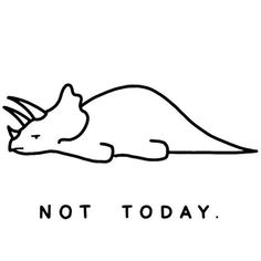 a black and white drawing of a sleeping animal with the words not today on it