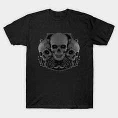 Skull & Horror Theme -- Choose from our vast selection of Crewneck and V-Neck T-Shirts to match with your favorite design to make the perfect graphic T-Shirt. Pick your favorite: Classic, Boxy, Tri-Blend, V-Neck, or Premium. Customize your color! For men and women. Grunge Skull T-shirt Pre-shrunk, Halloween T-shirt With Skull Front Print, Gothic Short Sleeve T-shirt With Skull Print, Gothic Crew Neck T-shirt With Skull Print, Horror Themes, Black Skulls, Skull Tshirt, V Neck T Shirt, Graphic Tshirt