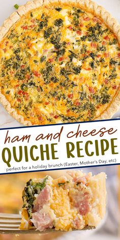 ham and cheese quiche recipe on a fork