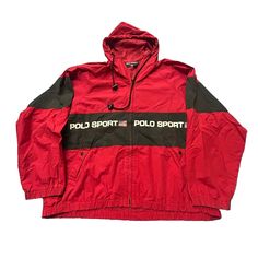 Thanks for viewing our item! Please view all photos for condition! Please message us with any questions prior to purchasing or making an offer! NO RETURNS! Items will be shipped within 3 business days unless noted otherwise! Check us out online at Yesterday's Fits! Red Sports Outerwear With Letter Print, Red Letter Print Sports Outerwear, Sporty Red Windbreaker With Double-lined Hood, Red Letter Print Hoodie, Vintage Hooded Track Jacket For Streetwear, 90s Style Hooded Outerwear For College, Retro Red Hooded Windbreaker, Red Retro Hooded Windbreaker, Vintage Red Long Sleeve Hoodie