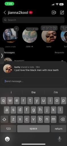 an iphone screen with the texting app on it, and two different screens showing people's faces