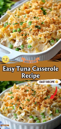 an easy tuna casserole recipe with peas and cheese