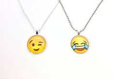 "These super awesome emoji necklaces are perfect for any emoji lover....any kids, teens or college students! Makes the perfect Christmas gift or stocking stuffer- or gift just because! Includes: -Your choice of one emoji face -Comes on your choice of a silver rolo adjustable necklace or 18\" metal ball chain necklace -Comes in a beautiful drawstring pouch Please contact us with any questions. We are here to help! Please visit our shop as we have a large variety of Firefighter, Medical, Science a Trendy Hypoallergenic Charm Necklaces For Gift, Trendy Hypoallergenic Charm Necklaces As Gifts, Trendy Hypoallergenic Charm Necklace For Gift, Novelty Charm Necklaces For Gifts, Adjustable Fun Charm Necklaces For Gifts, Adjustable Fun Charm Necklaces As Gift, Adjustable Fun Style Charm Necklace Gift, Novelty Smiley Face Jewelry For Gifting, Novelty Smiley Face Jewelry For Gifts