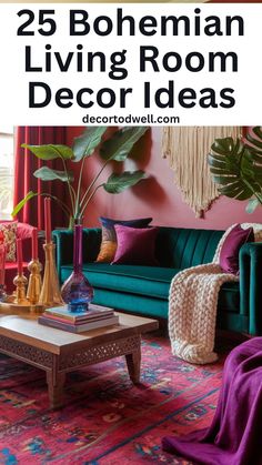 Jewel tone living room decor boho simple Bohemian Living Room Decor Boho Chic, Boho Meditation Space, Eclectic Bohemian Living Room, Boho Family Room, Eclectic Boho Living Room, Modern Boho Living Room Decor, Boho Living Room Decor Ideas, Living Room Decor Themes, Relaxing Home Decor