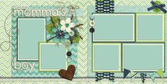 Momma's Boy - 248 - EZscrapbooks Scrapbook Layouts Baby - Toddler, Boys Book Ideas Design, Bridal Shower Scrapbook, Design Scrapbook, Kiwi Lane Designs, Scrapbook Cover, Recipe Scrapbook, Baby Boy Scrapbook