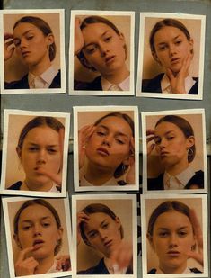 multiple photos of a woman with different facial expressions