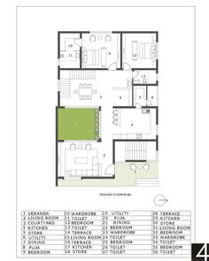 the floor plan for a four bedroom apartment in an urban area with lots of space