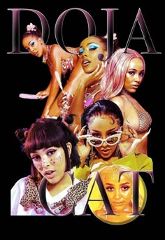 the cover of doja talk magazine featuring four women with their faces covered in makeup