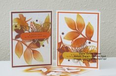 two cards with orange leaves on them