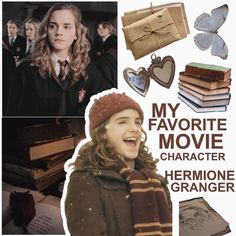 a collage of harry potter characters including hermione and hermione gras