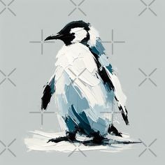 a painting of a penguin sitting on the ground