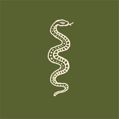 a white snake on a green background with the letter s in it's center