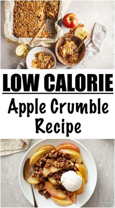 low calorie apple crumble recipe with text overlay