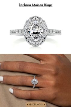 a woman's hand with a diamond ring on it and an image of the engagement ring