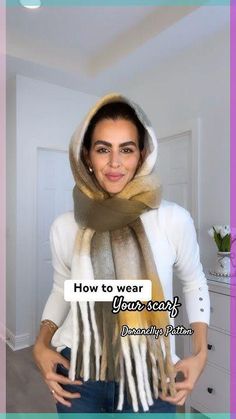 HOW TO STYLE YOUR WINTER SCARF | Doranellys Patton #scarf #winter #diy #shortsfeed #hacks #tutorial Scarf Ideas How To Wear A, Swimsuit Coverup Ideas, Scarfs Ideas, How To Wear A Blanket Scarf, Wearing Scarves, Coordinates Outfits, Scarf Ideas, Silk Chiffon Scarves