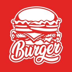 the burger logo on a red background