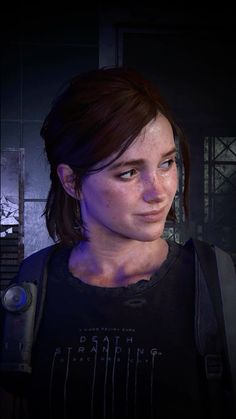 the last of us screenshote with an evil look on her face and shoulder