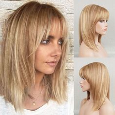 100% Ash Blonde Human Hair Full Wig Cap 130 Density 12 in - Etsy Wigs Hairstyles, Medium Length Bobs, Light Blonde Highlights, Bob Cut Wigs, Full Wig, 100 Human Hair Wigs, Haircut And Color, Mid Length Hair, Blonde Bobs