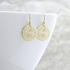 Gold Circle Earrings Engraved Gold Disc Earrings #jewelry #earrings @EtsyMktgTool http://etsy.me/2g1kzOo Gold Engraved Dangle Earrings, Gold Engraved Drop Earrings, Engraved Gold Drop Earrings, Gold-plated Engraved Gold Earrings, Gold Plated Engraved Gold Earrings, Gold Flower Earrings With Intricate Design For Gift, Gold Flower Earrings With Intricate Design As Gift, Elegant Etched Round Earrings, Engraved Medallion Earrings For Gift