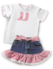 Girls' clothing & apparel Toddlers - Sheplers Girls Cowgirl Boots, Bandana Outfit, Cute Cowgirl Outfits, White Knit Top, Cowgirl Boot, Skirt Sets, Girls Clothing Sets