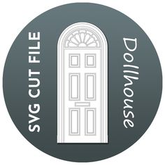 a white door with the words svg cut file below it