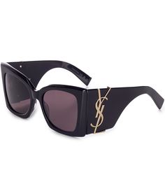 From Saint Laurent&#x2C; the Women's SL M119 Blaze 54mm Oversized Cat Eye Sunglasses feature:Acetate frameCat eye shapeOversizedSolid lensNot Rx ableNon-polarizedApprox. 54mm lens- 18mm bridge- 135mm templeImported. Bday Vibes, Saint Laurent Women, Ysl Sunglasses, Black Glasses, Black Cat Eye Sunglasses, Sunglasses Collection, Womens Sunglasses, Closet Organizer, Cool Sunglasses