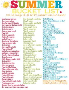 the summer bucket list for kids - free printable