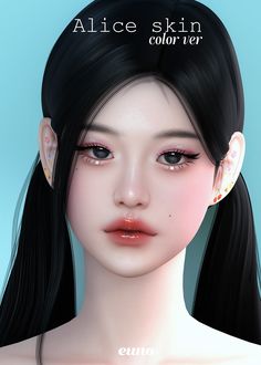 an animated image of a woman with long black hair and piercings on her ears