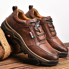 Category:Trainers Athletic Shoes; Upper Materials:Synthetics; Season:Winter,Fall; Gender:Men's; Activity:Hiking Shoes; Toe Shape:Round Toe; Style:Casual,Sporty,Classic; Outsole Materials:TPU (Thermoplastic Polyurethane),TPR (Thermoplastic Rubber); Occasion:Daily,Outdoor; Closure Type:Lace-up; Pattern:Solid Colored; Shipping Weight:0.6; Listing Date:10/20/2021; Foot Length:; SizeChart1_ID:2:165809; Size chart date source:Provided by Supplier. Vintage Shoes Men, Brown Casual Shoes, Mens Hiking, Leather Shoe Laces, Mens Leather Loafers, Mens Hiking Shoes, Shoes Pattern, Casual Shoes Sneakers, Basket Vintage