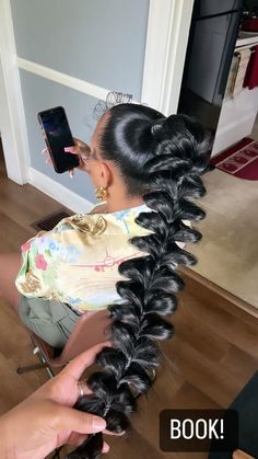 Extra Long Ponytail Black Women, Creative Ponytails For Black Women, Bow Braid Hairstyle Black, Ponytail With Bow Black Women, Pink Bow Hairstyles Black Women, Slick Hair, Event Hairstyles, Formal Clothes