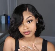 Bob With Wand Curls Black Women, Black Women Bob Hairstyles Natural, Short Curly Bob Lace Front Wigs, Medium Baddie Hairstyles, Short Wavy Bob Wig, Lace Front Bob Hairstyles, Medium Bob Hairstyles For Black Women, Lace Front Bob Wigs Black Women, Bob Lace Front Wigs Black Women