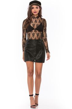 Saraya Leather Mini Skirt– Sugarillashop.com Leather Mini Skirt, Leather Mini Skirts, Swim Accessories, Top Sales, Leather Mini, Lace Fabric, Jet Set, Snap Closure, Sleek Design