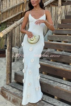 Flower Maxi Dress, Fitted Maxi Dress, Crochet Maxi Dress, Crochet Maxi, Bodycon Maxi Dresses, Sling Dress, Fashion 2024, Summer Maxi Dress, Beach Dresses