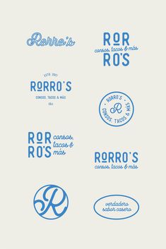 Rorro's Modern/Vintage brand identity | Taupe and Blue | Restaurant branding | Brand elements brandingdesign #brandinggoals #brandingandmarketing #brandingagency Retro Branding Design Visual Identity, Retro Modern Branding, Vintage Restaurant Logo, Modern Vintage Branding, Vintage Brand Design, Resturant Logo Design, Vintage Brand Logo, Modern Retro Logo, Calm Branding