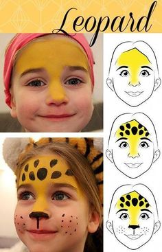 Leopard Face Paint, Carnaval Make-up, Diy Face Paint, Obličejové Masky, Leopard Face, Carnival Makeup