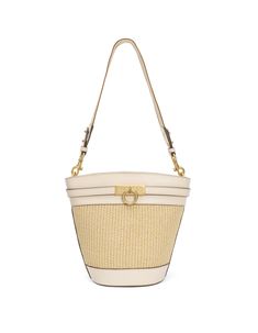 The timeless, trend-setting design of the Unlocked Bucket Bag is simply a must-have. This bag was crafted with full-grain smooth calfskin. Wear it by its adjustable, removable shoulder strap or elegantly draped over your shoulder with an alternative woven strap. With a spacious interior, it is a wardrobe staple for your everyday adventure. - Full-grain smooth calfskin leather from USA - Matching color leather interior - One internal slip pocket - One adjustable leather shoulder strap and one wov Formal Tote Shoulder Bag With Woven Leather, Formal Woven Leather Tote Shoulder Bag, Elegant Leather Straw Bag With Detachable Strap, Elegant Everyday Leather Straw Bag, Leather Straw Bag With Detachable Strap For Everyday Use, Leather Straw Bag With Detachable Strap And Double Handle, Modern Natural Bucket Bag With Adjustable Strap, Everyday Leather Straw Bag With Detachable Strap, Chic Woven Leather Straw Bag With Top Handle