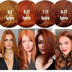 Igora Hair Color, Cheveux Oranges, Coloring Images, Hair Color Formulas, Types Of Hair, Strawberry Blonde Hair